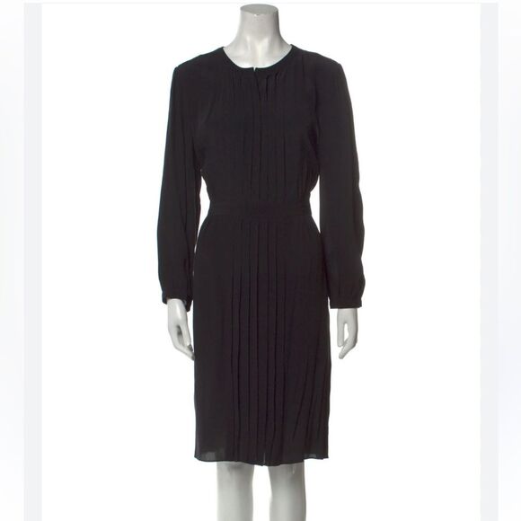 Burberry Brit Crew Neck Black Pleated Midi Dress size 8 - Picture 1 of 13